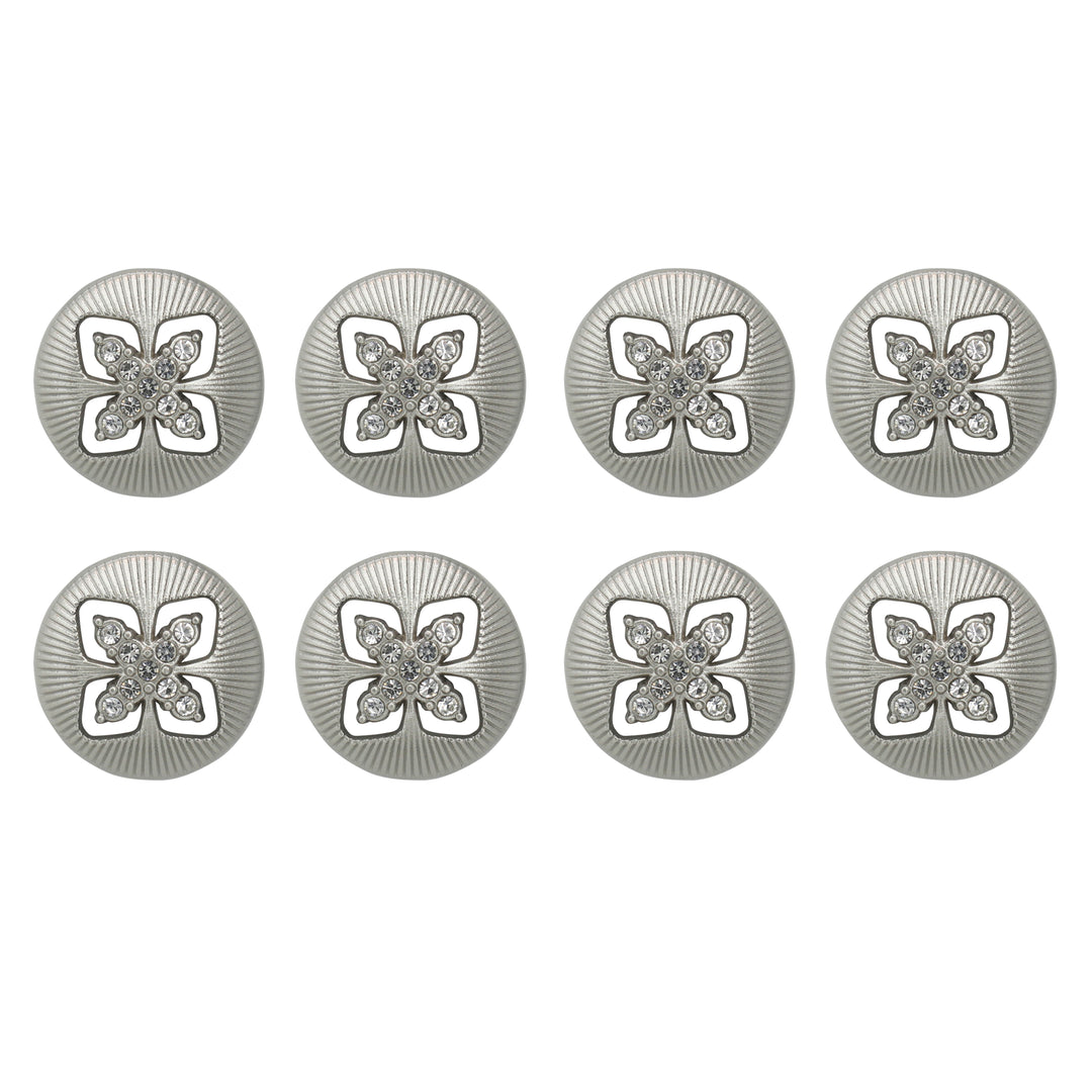 Elegant Crystal Accents  Silver Buttons