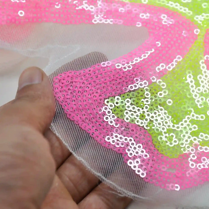Neon Sequin Cross Appliqué Patch