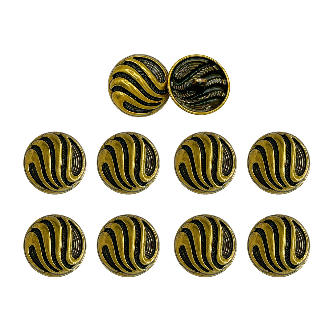 Ornate Metal Buttons with Wave Motif