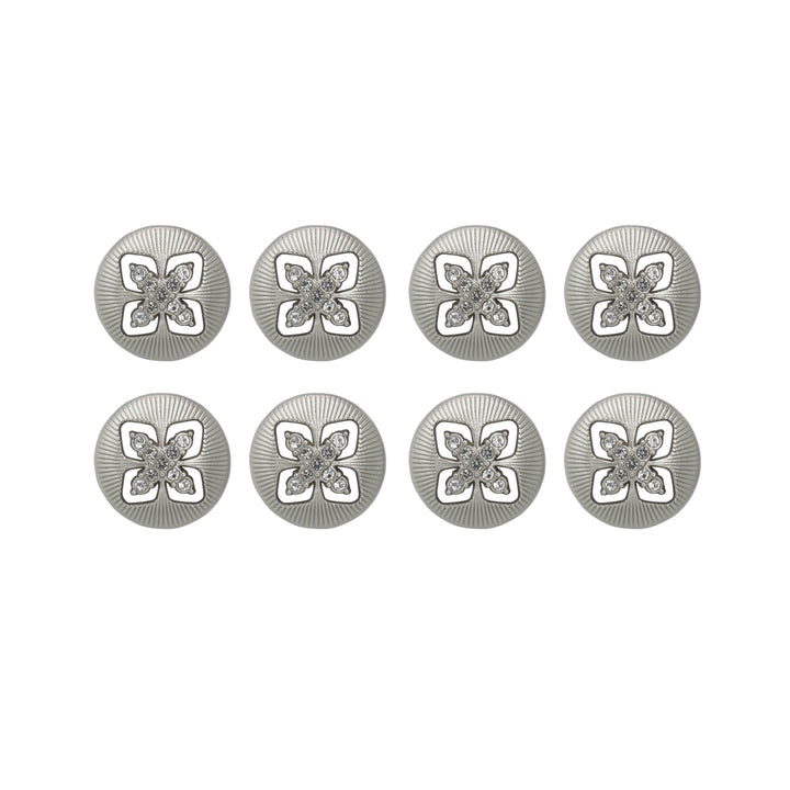 Elegant Crystal Accents  Silver Buttons