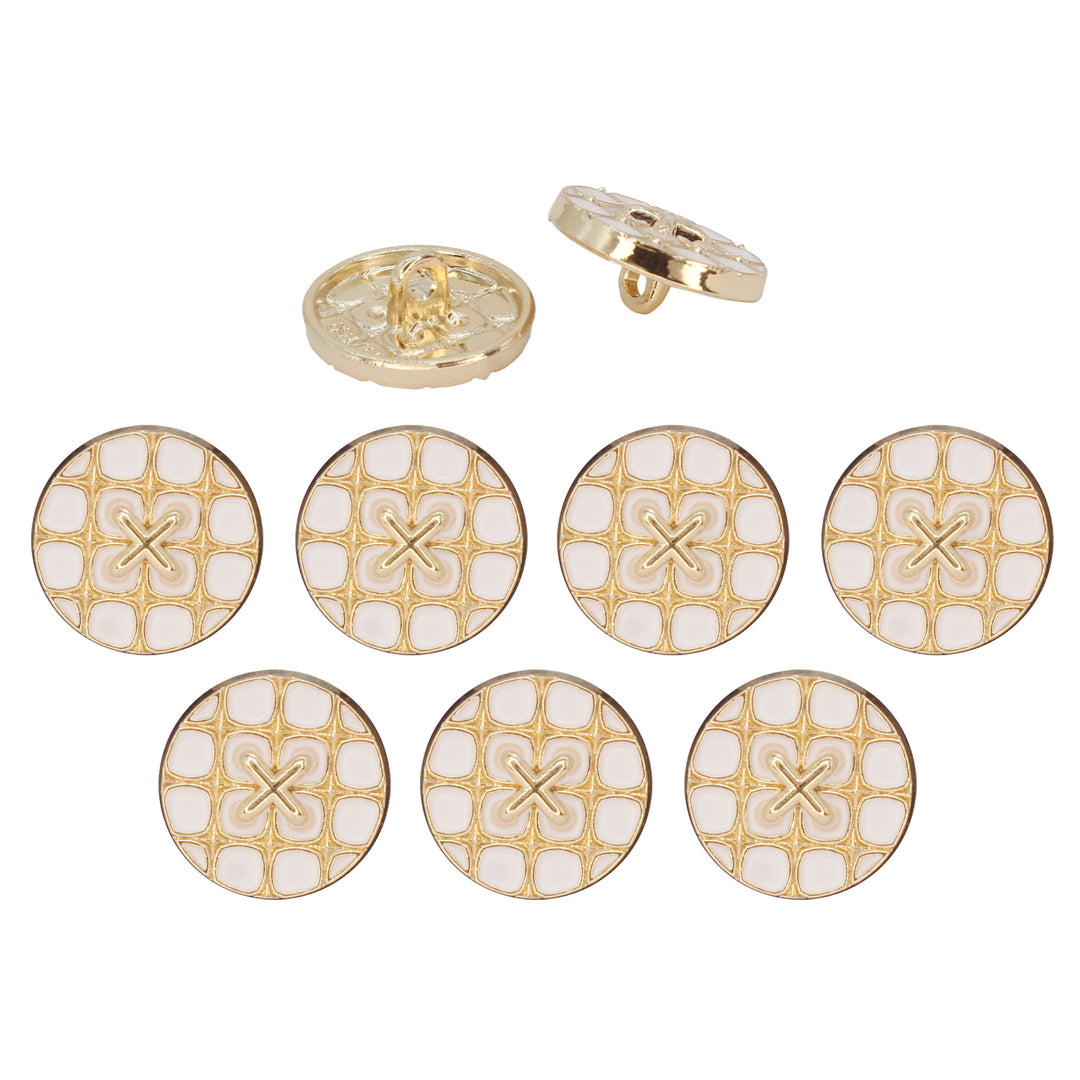 Monochrome Cross Design Metal Buttons