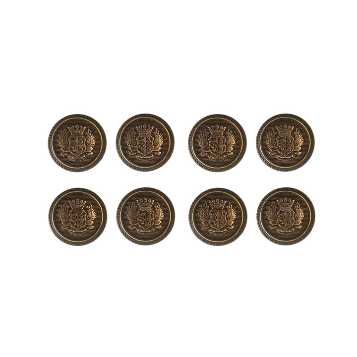 Royal imperial crest Metal Shank button (Pack of 8 Buttons)