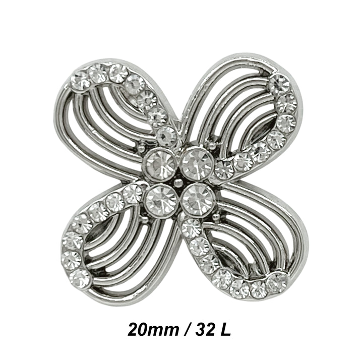 Floral Rhinestone Metal Buttons