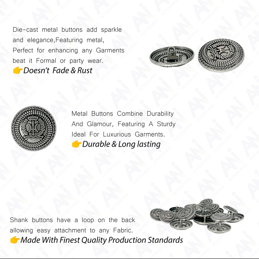 About heraldic antique silver button by Ani Accessories