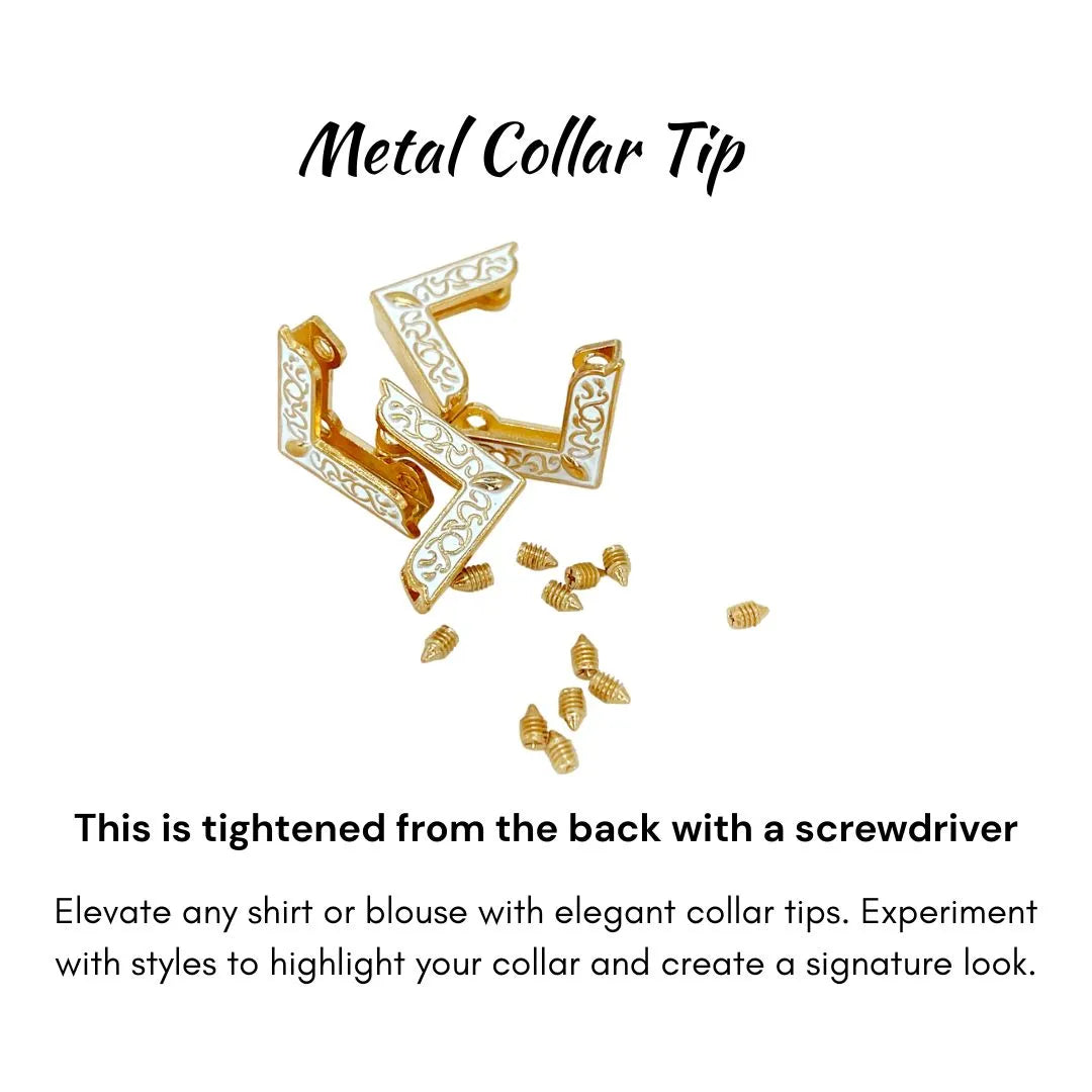 White and Gold Filigree Collar Tip