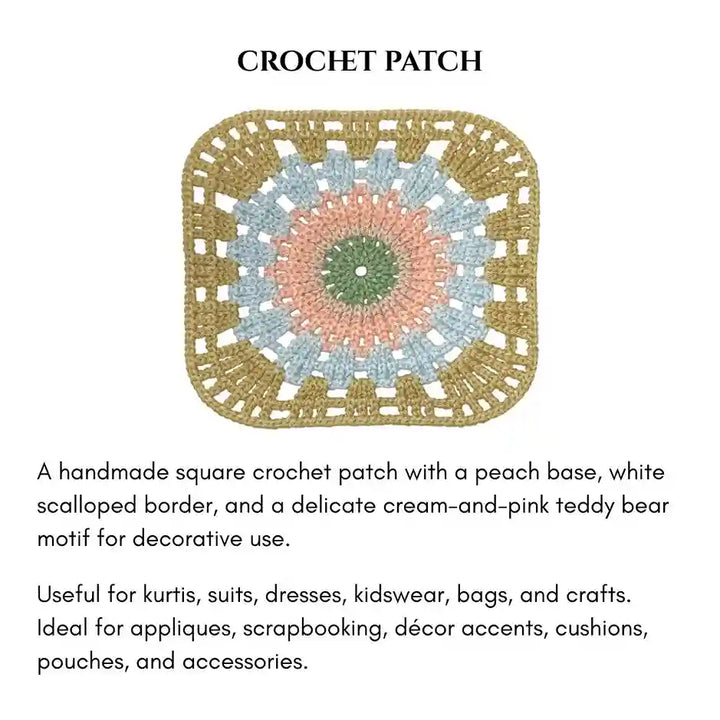 Big Size Sunburst Granny Square Crochet Patch | 2pc