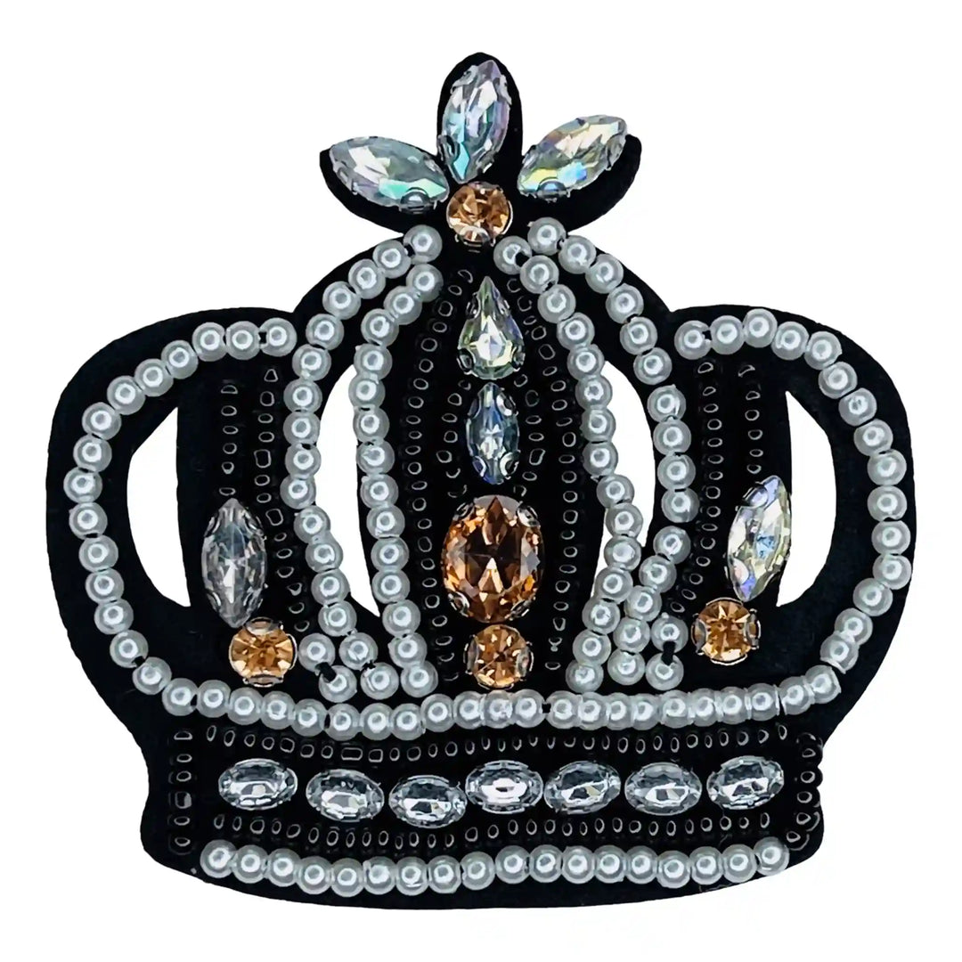 Ani Accessories Beaded Crown patch featuring intricate bead design, perfect for apparel customization and craft projects
