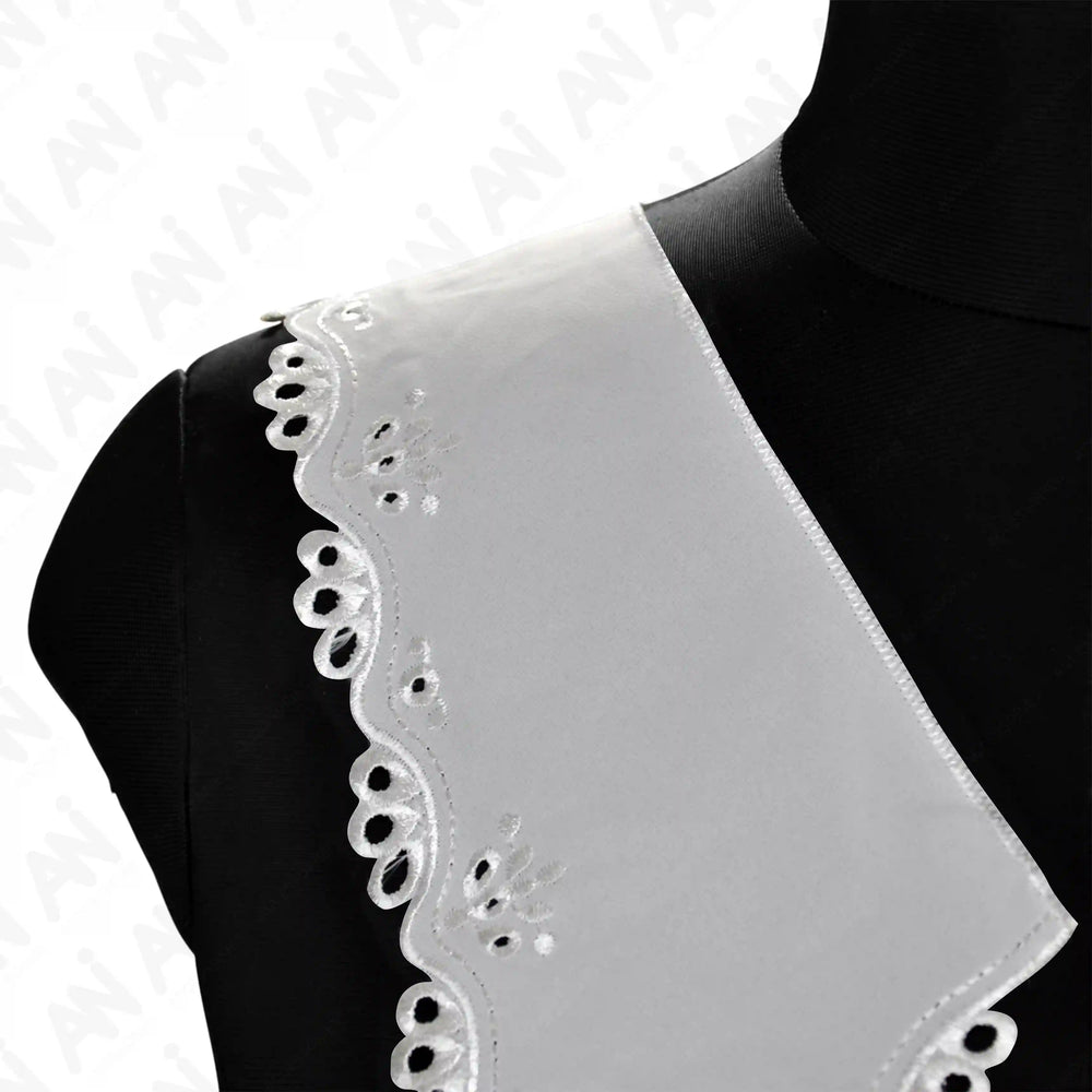Ani Accessories Broderie Anglaise V-Neck lace trim with floral eyelet detail for gowns and ethnic wear outfits