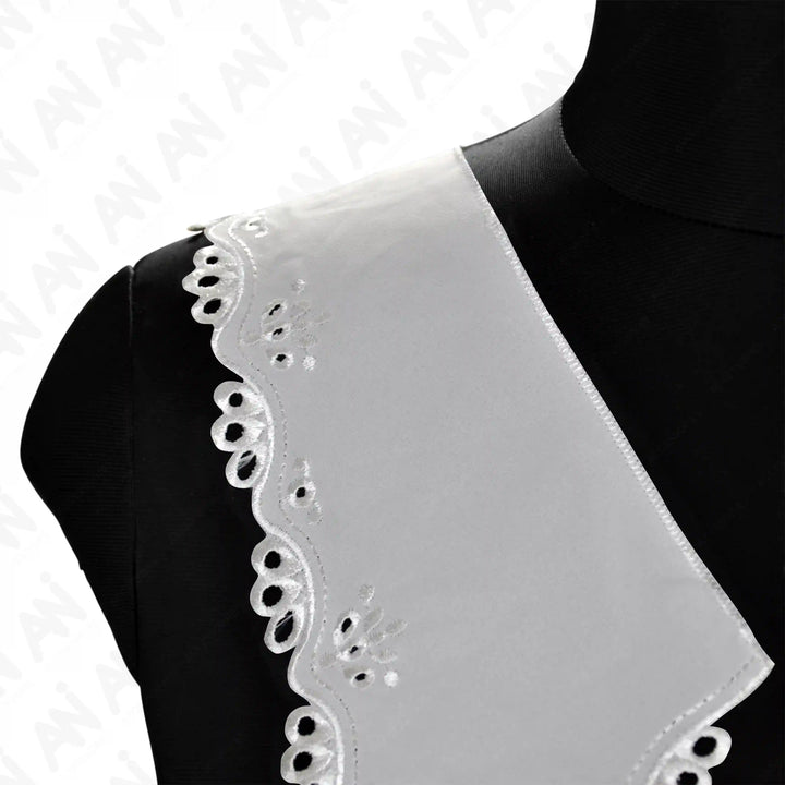 Ani Accessories Broderie Anglaise V-Neck lace trim with floral eyelet detail for gowns and ethnic wear outfits