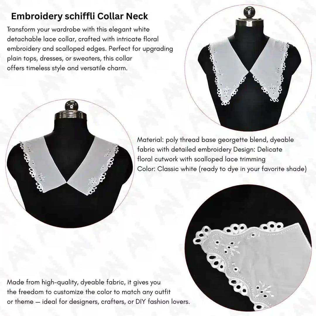 Ani Accessories Broderie Anglaise V-Neck trim with intricate cutwork for ethnic and party wear outfits