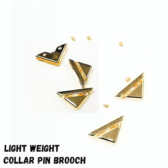 Ani Accessories | 5  gold laser cut collar  tip with 1 back sided  collar tip with screw  with information of light weight collar pin brooch.