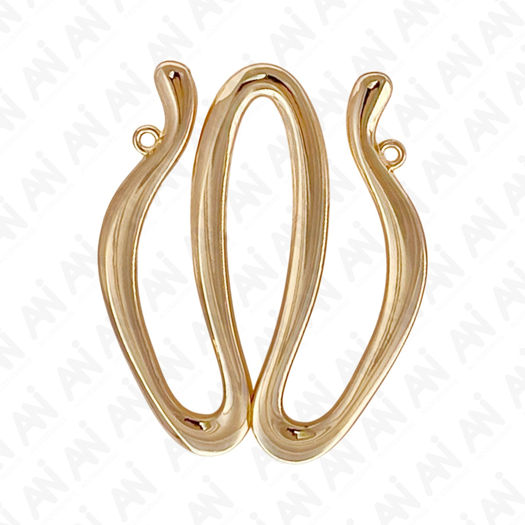 Buy Now Ani Accessories Double Wave Design Metal Buckle/ Broach with small stitching loop in a white background.