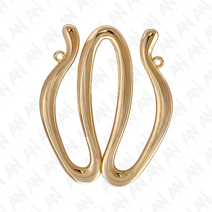 Buy Now Ani Accessories Double Wave Design Metal Buckle/ Broach with small stitching loop in a white background.