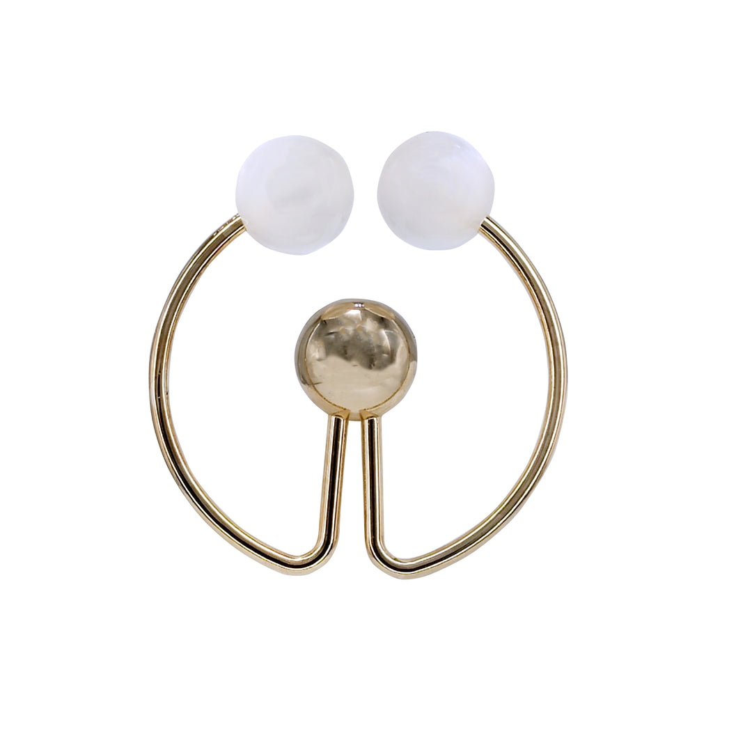 Buy Now Ani Accessories Dual Pearl With Circular Center Gold Ball Metal Buckle in white background.