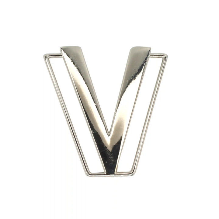  Buy now Ani Accessories  Zooming Geometric Silver V buckle in a white background.  