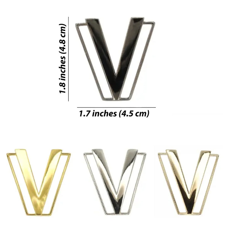 Ani Accessories Geometric V Buckle  size written in the white background with showing other rest color with info of "all these buckles comes in a same size".