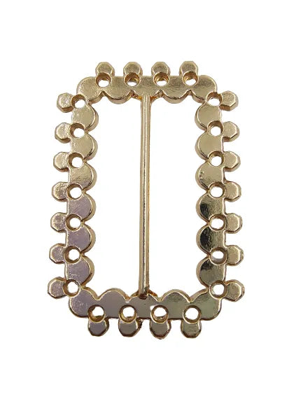 Ani Accessories Gold-Tone Metal Buckle with Rhine Stones plain gold plated backside image of buckle in a white background.