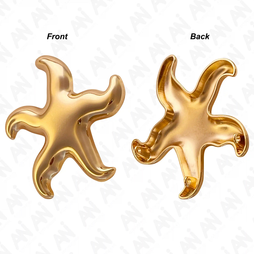 Ani Accessories Gold Starfish Metal Buckle front and back image in the white back ground.