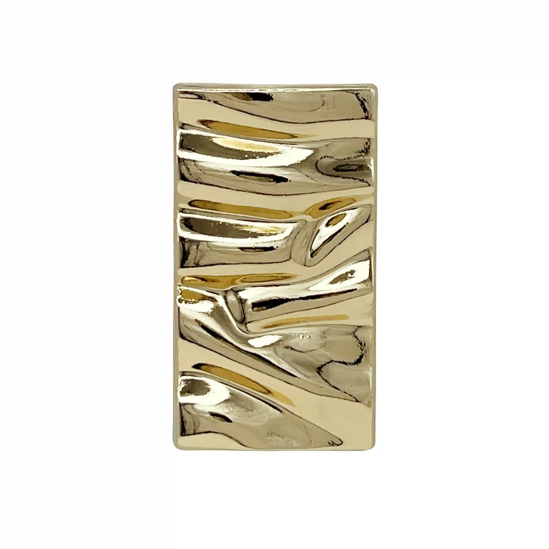 Ani Accessories Gold Wavy Rippled Rectangle Buckle zooming image in a white background.