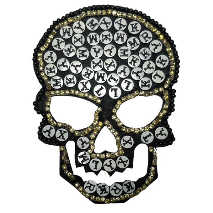 Ani Accessories Handmade Skull Gothic Glam patch featuring intricate design, perfect for apparel customization and craft projects