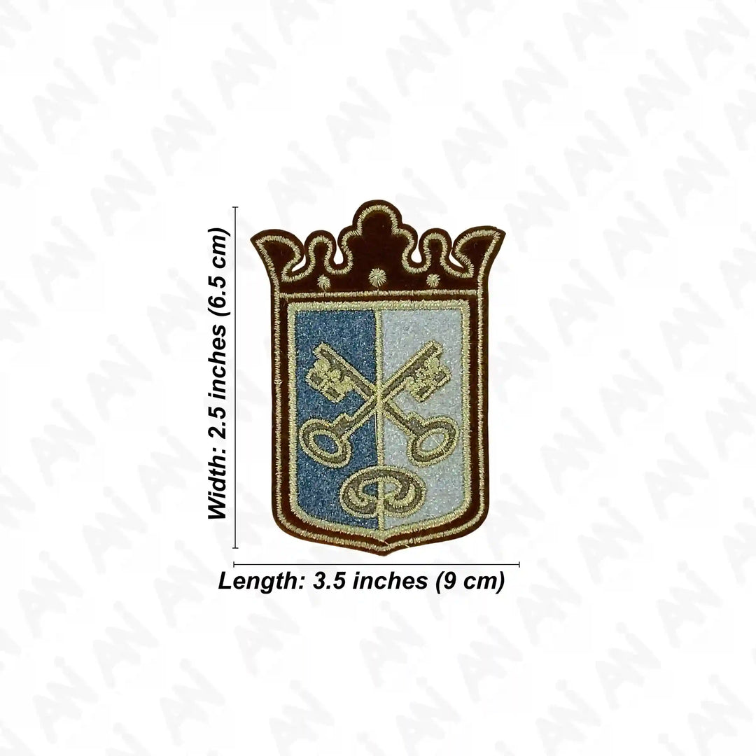Ani Accessories Heraldic Keys Embroidered Patch Sew On Badge for Jackets Saree Bags DIY Craft Clothing Applique Designs