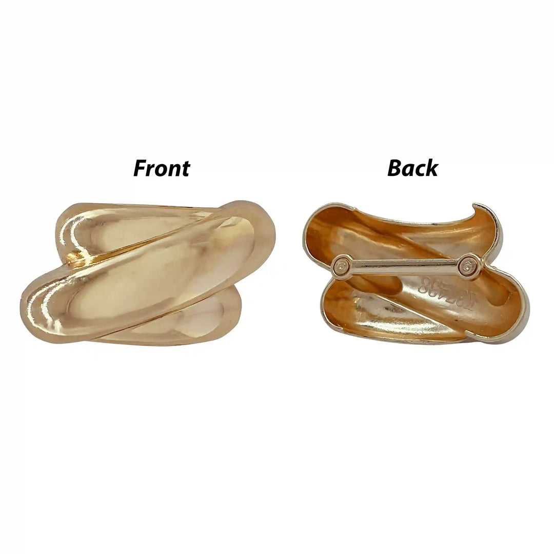 Ani Accessories Kinetic Twist Gold  Metal Buckle front & back image in the white background.