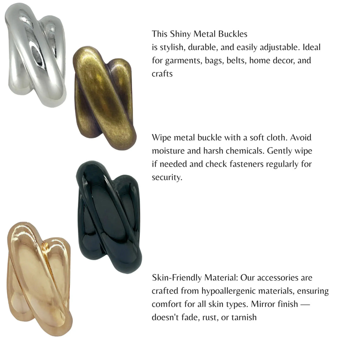  Ani Accessories Kinetic Twist Metal Buckle with all other color image with infographic text of care instruction of the buckle in the white background.