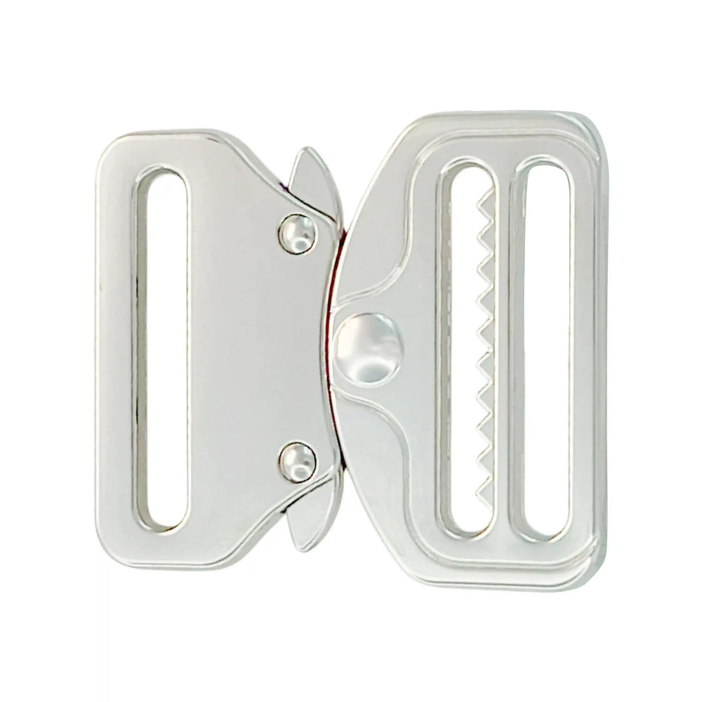 Ani Accessories Metal  Shiny silver Tactical cobra Buckles zooming image in a white background.