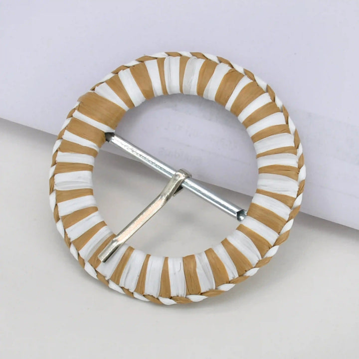 Ani Accessories Multicolor Circular Raffia Buckle for Belt Bag Dress DIY Sewing Craft Fashion Decoration