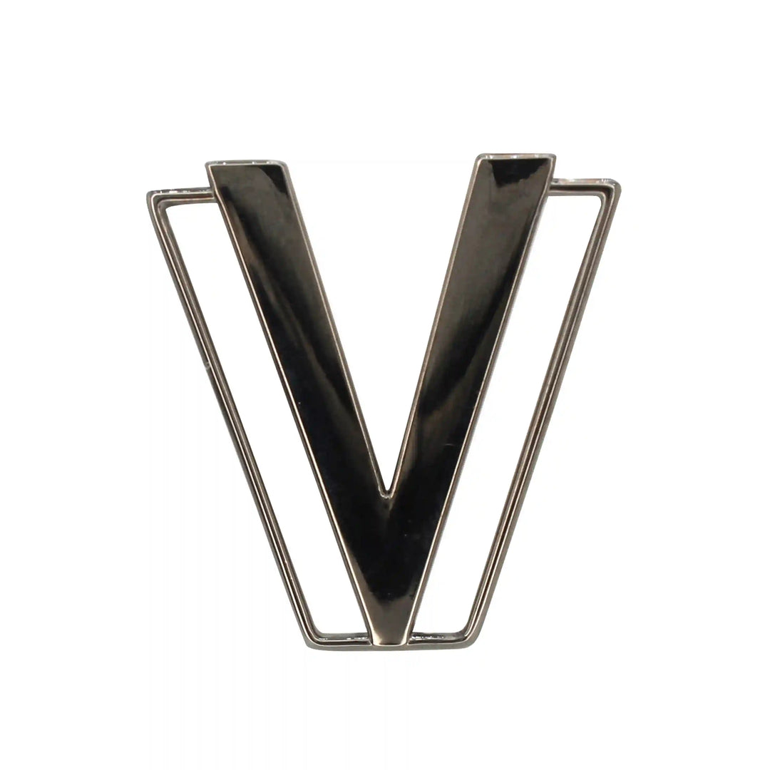  Buy now Ani Accessories Zooming image of  Nickel Geometrical V buckle in a white background.