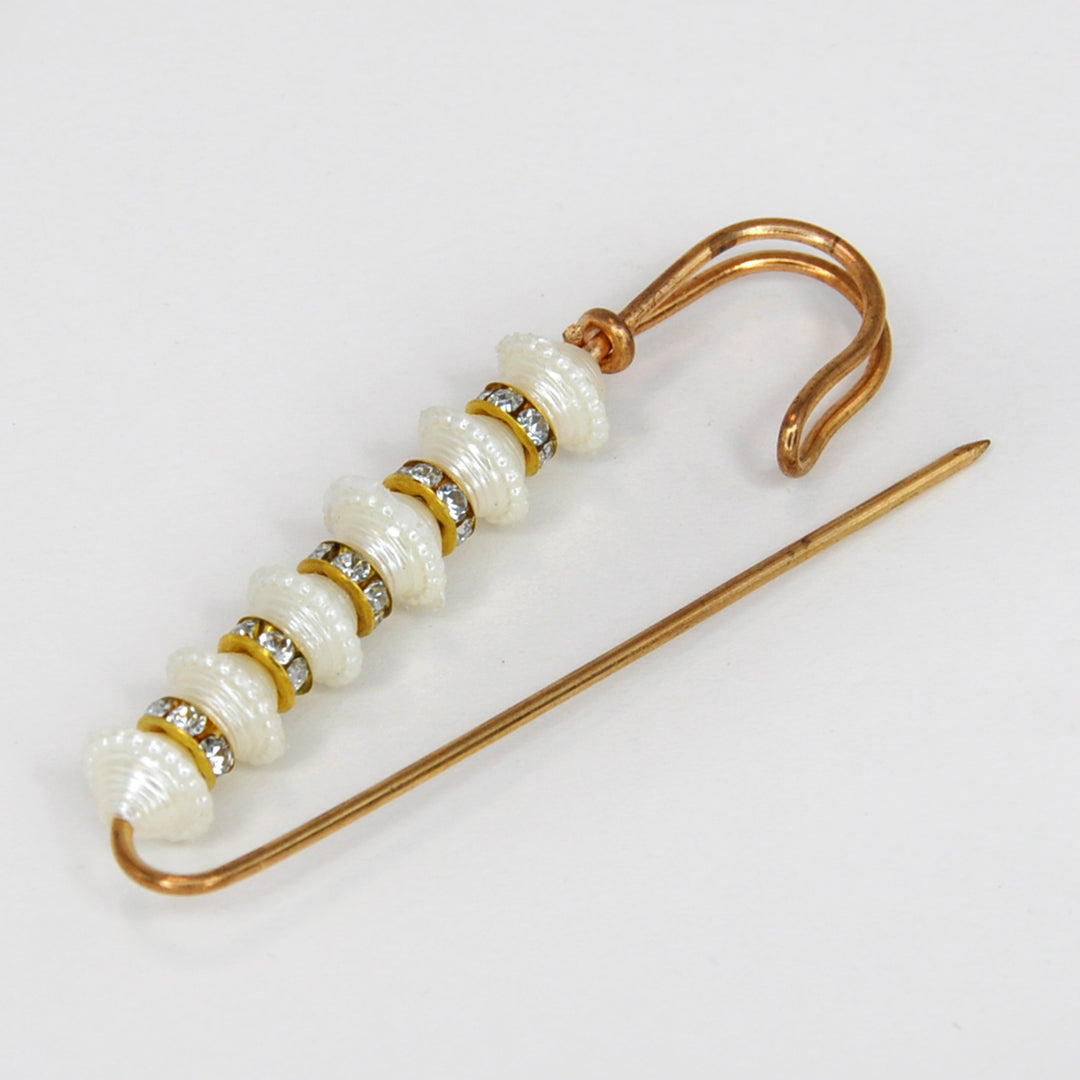 Ani Accessories Pearl Rhine safety pin for saree, hijab, dupatta, and stylish outfit accents