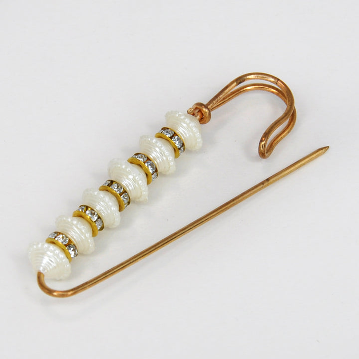 Ani Accessories Pearl Rhine safety pin for saree, hijab, dupatta, and stylish outfit accents