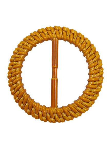 Buy Now Ani Accessories Round Shape Imitation Raffia Weaving texture Adjustable Buckle in a white background.