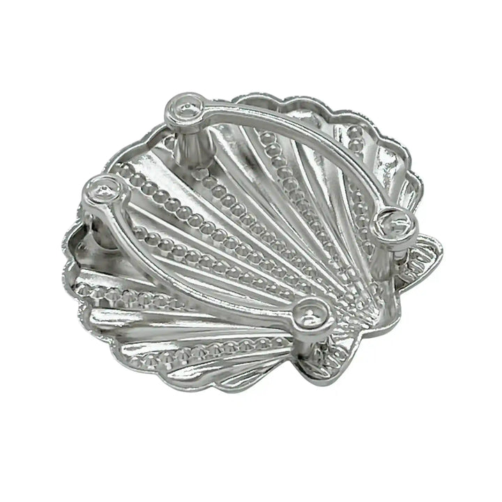 Ani Accessories Scallop Shell Silver Metal Buckle backside of the backside  in the white background.