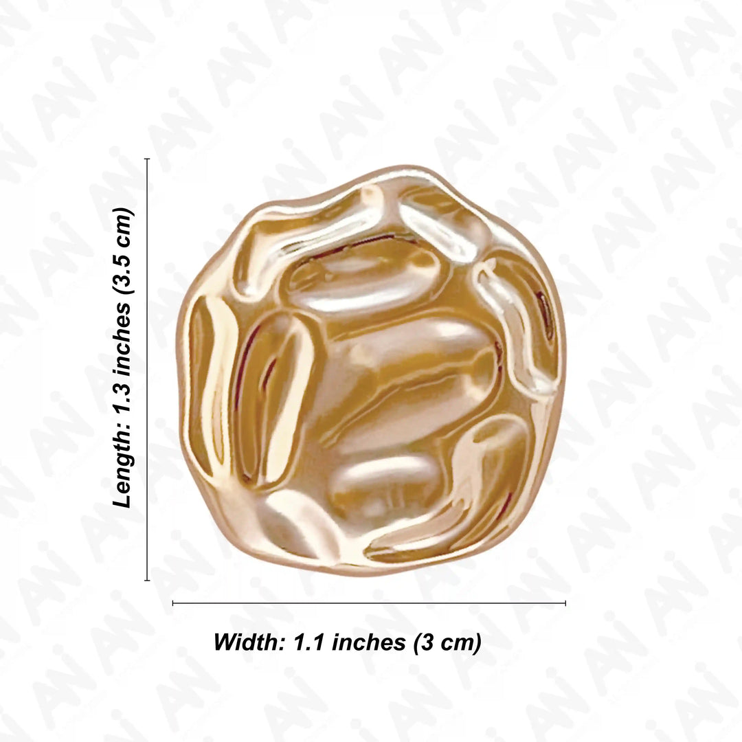 Ani Accessories Sculpted Gold Nugget Style Buckle written on white background.