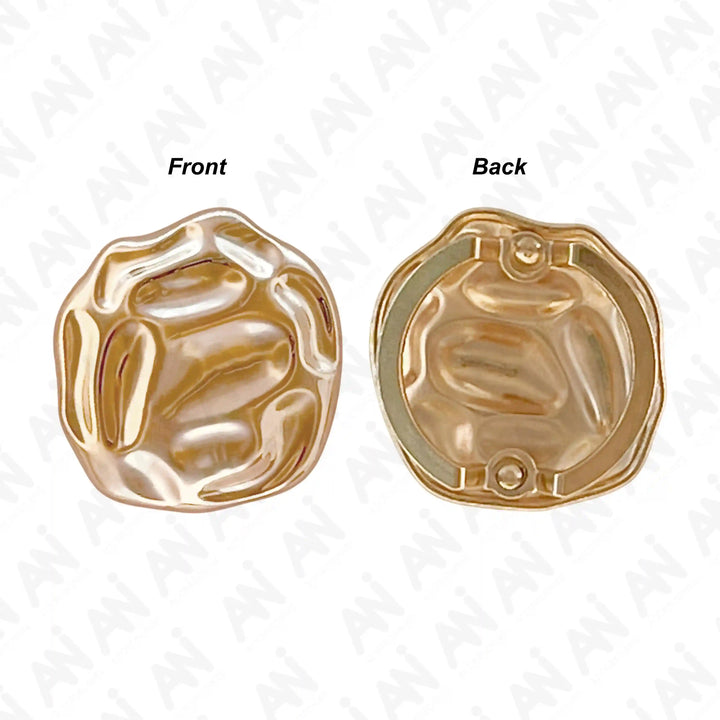 Ani Accessories Sculpted Gold Nugget Style Buckle in front and back  image in a white background.