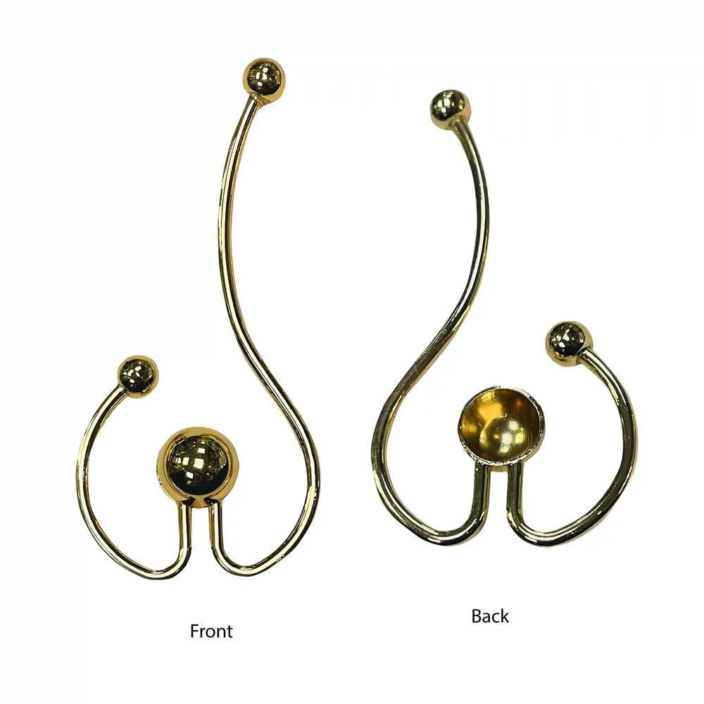 Ani Accessories Sculptural Gold Orbit Buckle zooming front and  back image in a white background.