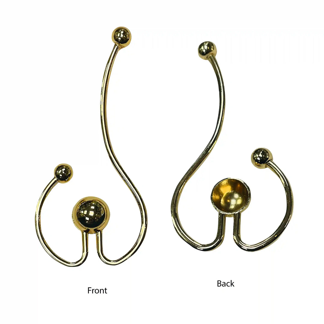 Ani Accessories Sculptural Gold Orbit Buckle zooming front and  back image in a white background.