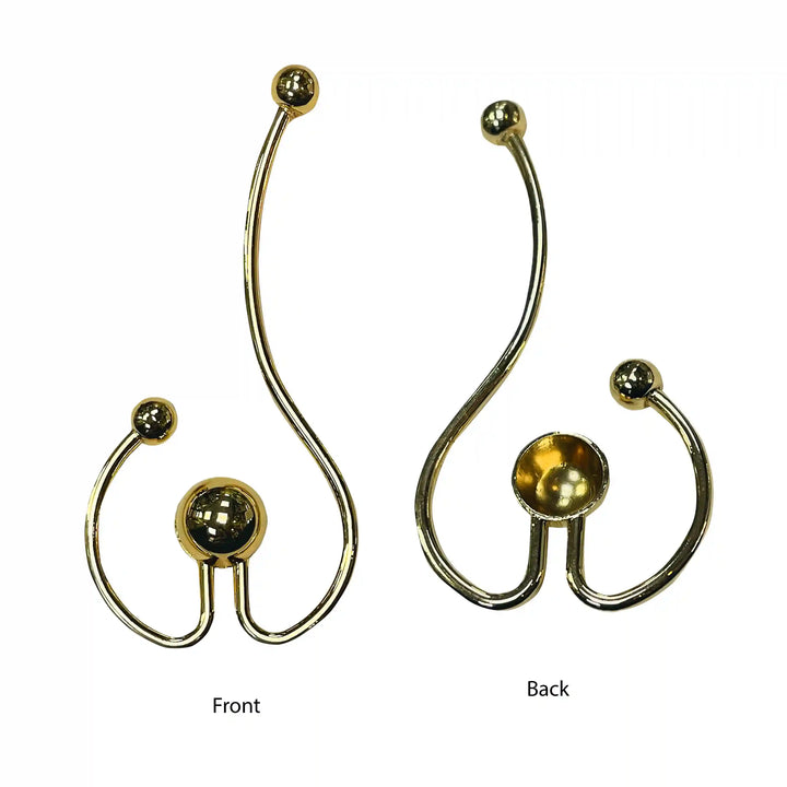 Ani Accessories Sculptural Gold Orbit Buckle zooming front and  back image in a white background.
