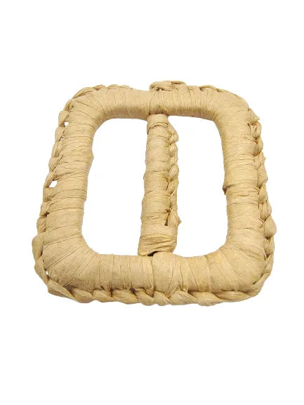 Ani Accessories Square Handmade Raffia Adjustable Buckle Zooming image in flat angle in a white background