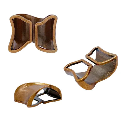 Ani Accessories Twisted Design Antique Gold Metal Buckle in the multiple angle to show the proper side of the buckle in the white background.