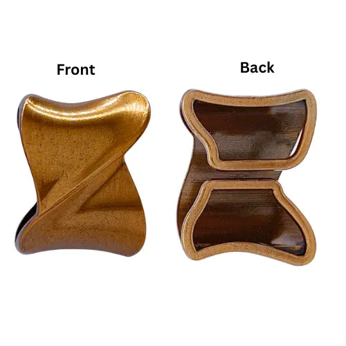 Ani Accessories Twisted Design Antique Gold Metal Buckle front and back image of the buckle in the white background.