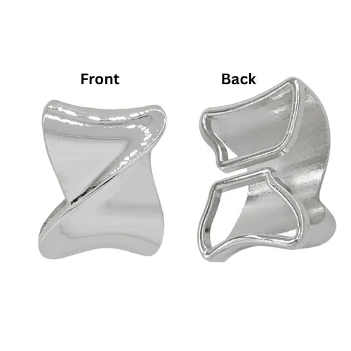 Ani Accessories Twisted Design Silver Metal Buckle front and backside with zooming in the white background.