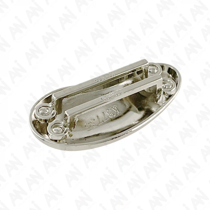 Ani Accessories Unique Bean  Design Metal Silver Buckle backside to show in the white background.