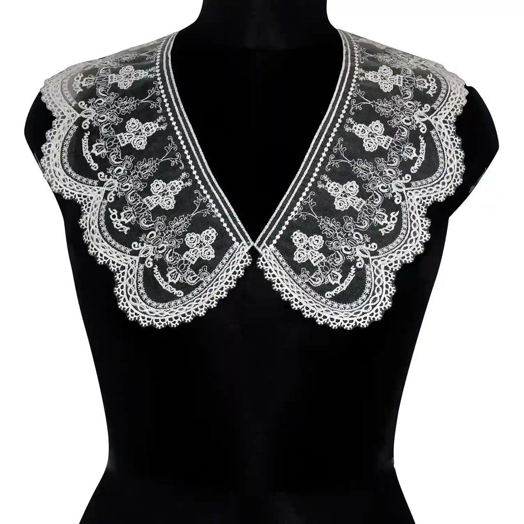 Ani Accessories Victorian floral Peterpan collar with intricate embroidery for dresses blouses and couture fashion