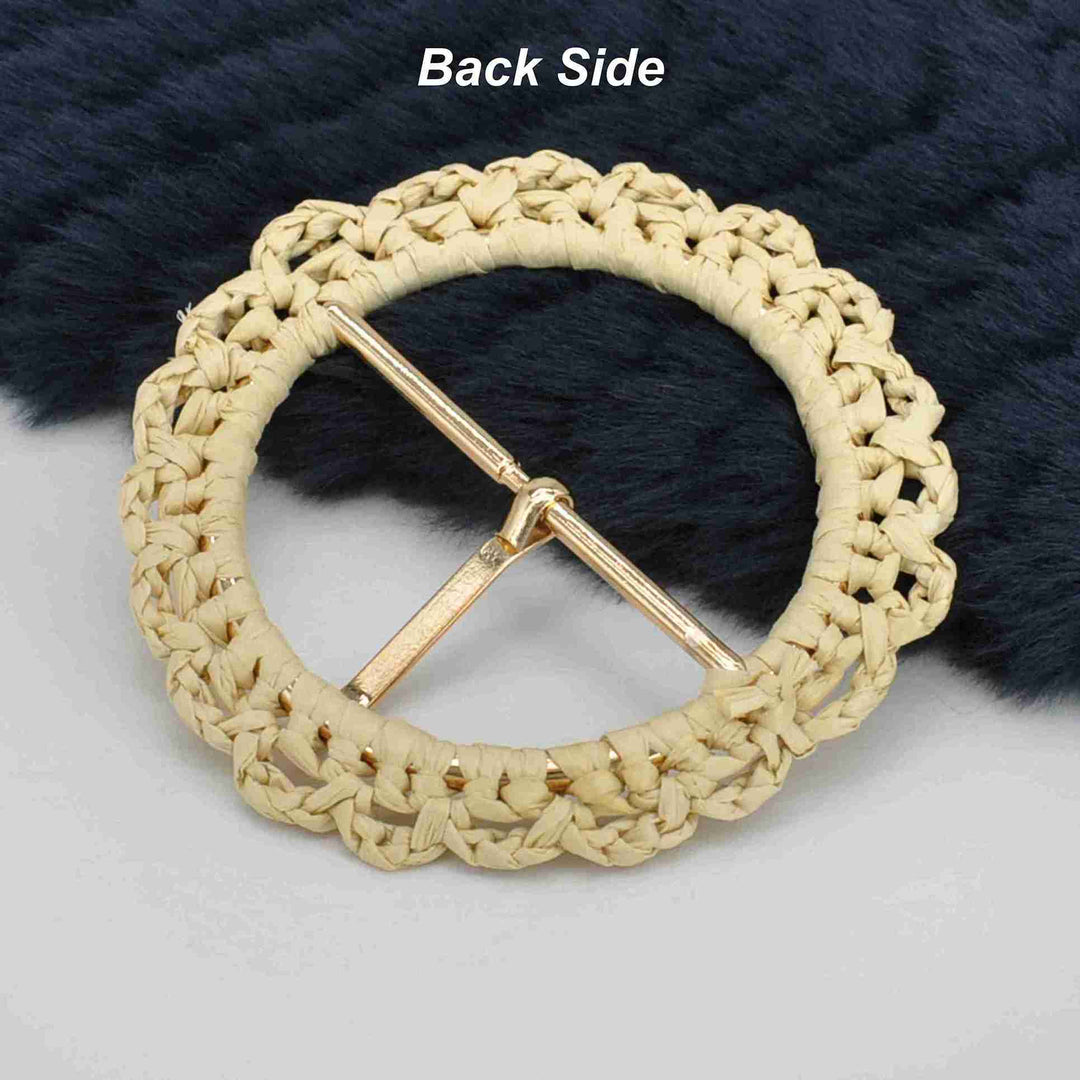 Ani Accessories Woven Scalloped Raffia Buckle for Belt and Bag DIY Craft Sewing Apparel Decoration Accessory