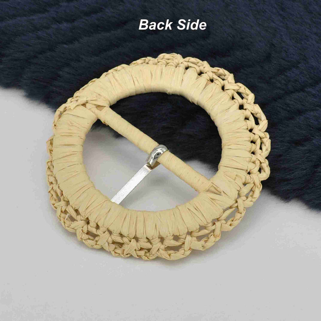 Ani Accessories Woven Scalloped Raffia Buckle for Belt and Bag DIY Craft Sewing Clothing Decoration Accessory