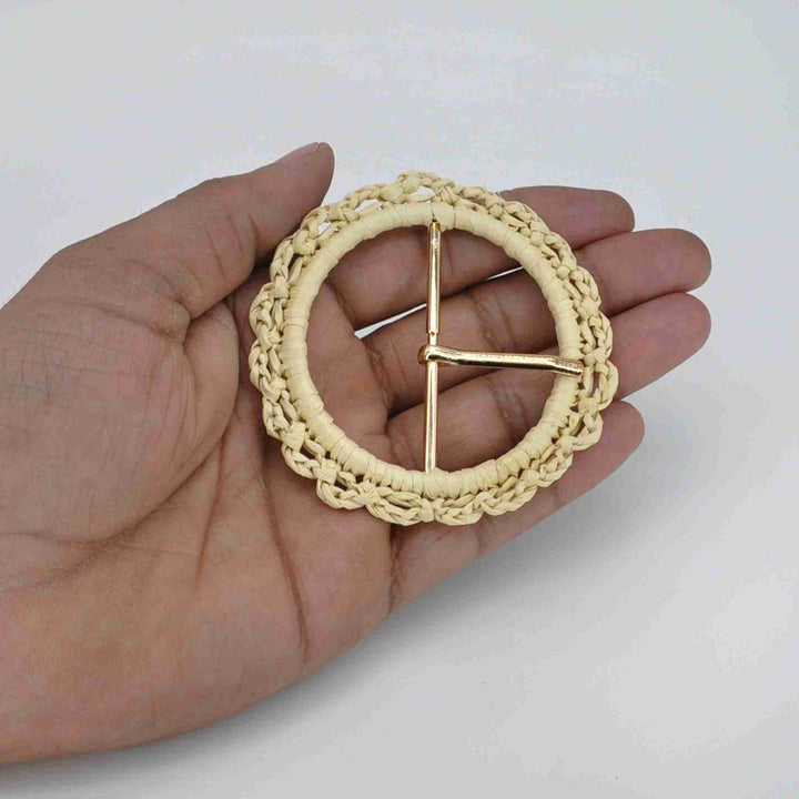 Ani Accessories Woven Scalloped Raffia Buckle for Belt and Bag DIY Sewing Craft Clothing Decoration Accessory