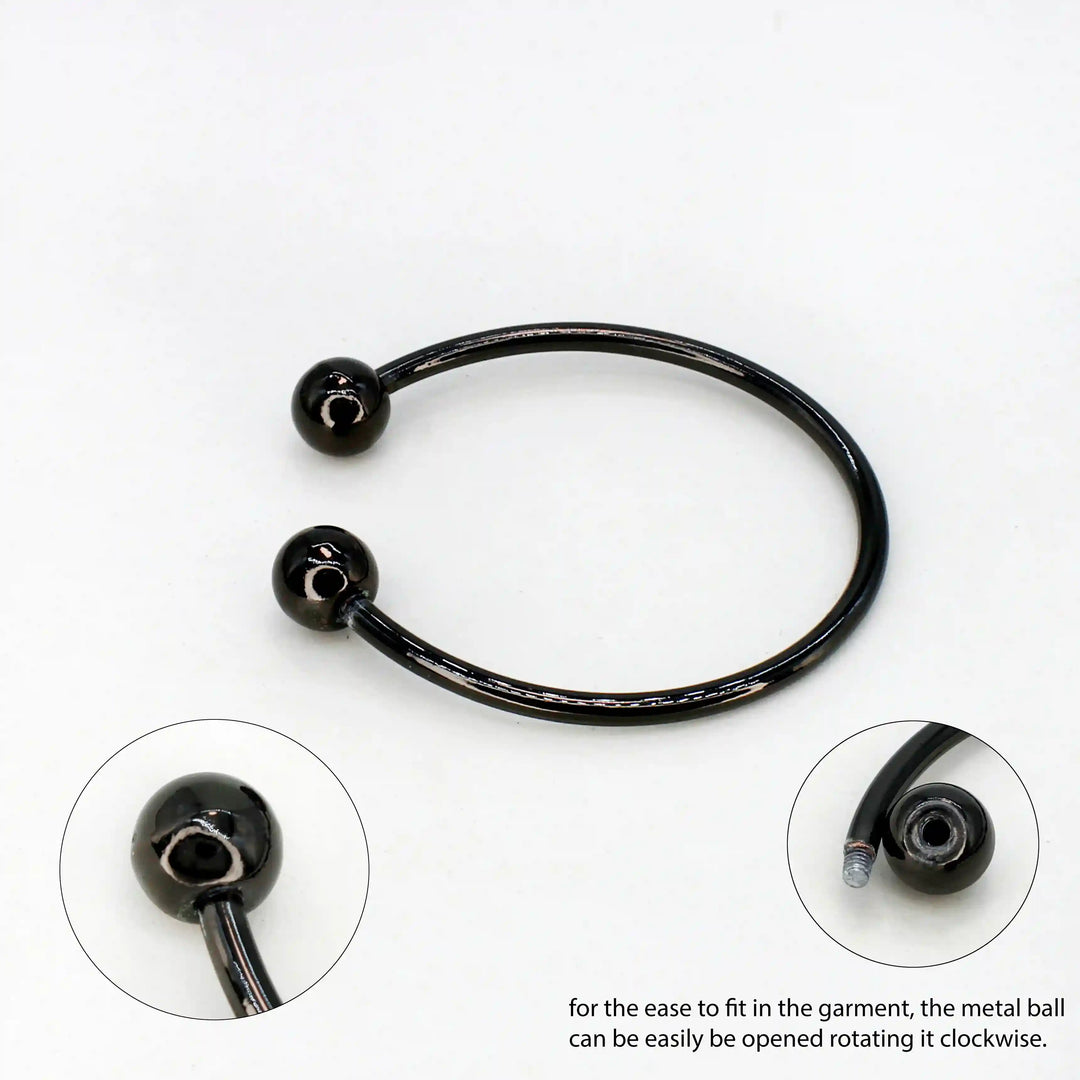 Ani Accessories Classic Oval Black Metal Buckle  zooming image on the tip of the buckle and shown how its open in a white background.