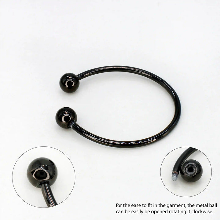 Ani Accessories Classic Oval Black Metal Buckle  zooming image on the tip of the buckle and shown how its open in a white background.